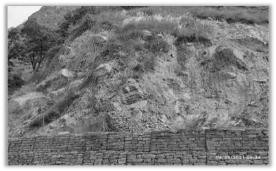 Drapery with Hill Side Gabion Wall on Joshimath-Mana Road in Uttarakhand, Source: BRO